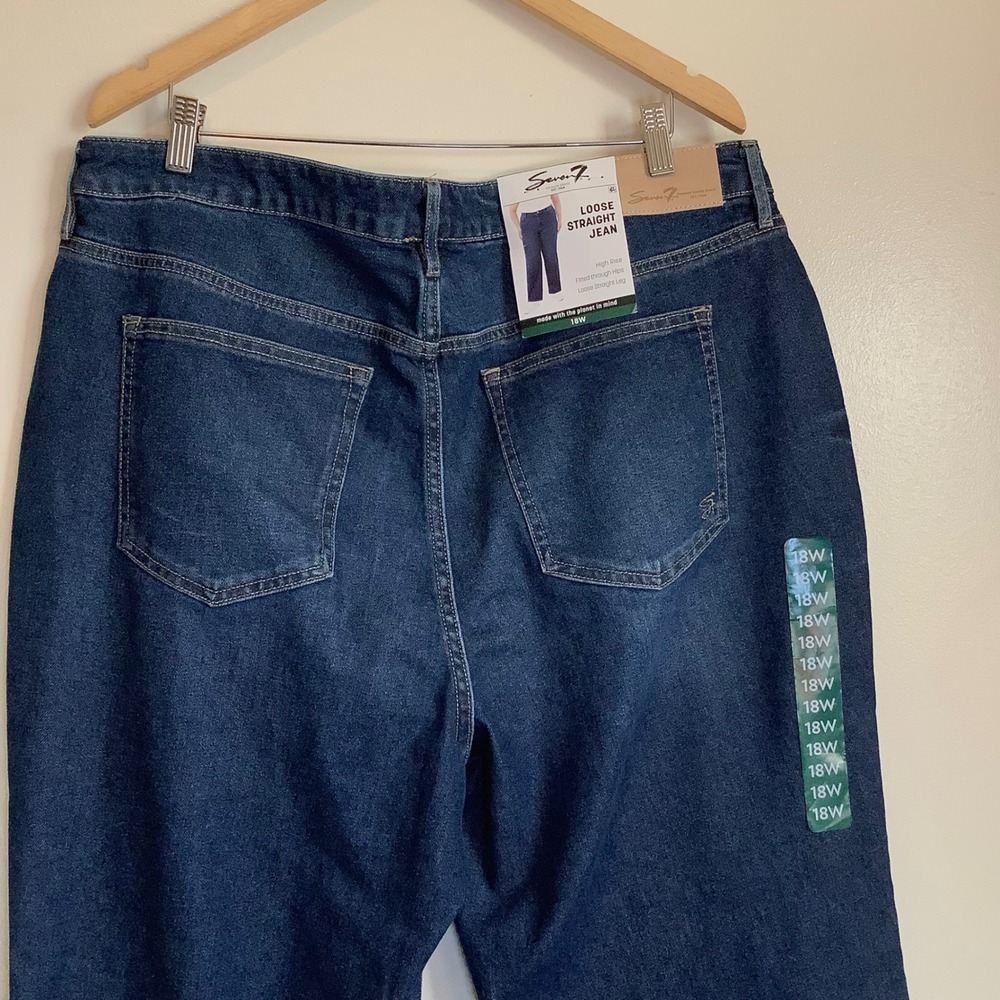 Seven7 Loose Straight High Rise Jeans Confident Dark Wash 18W SX10341DE NWT